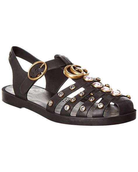 gucci black rubber crystal sandals|gucci transparent sandals.